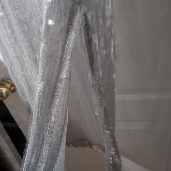 NEW! Zara | Sequin Racerback Maxi Dress In Silver - Picture 9 of 16